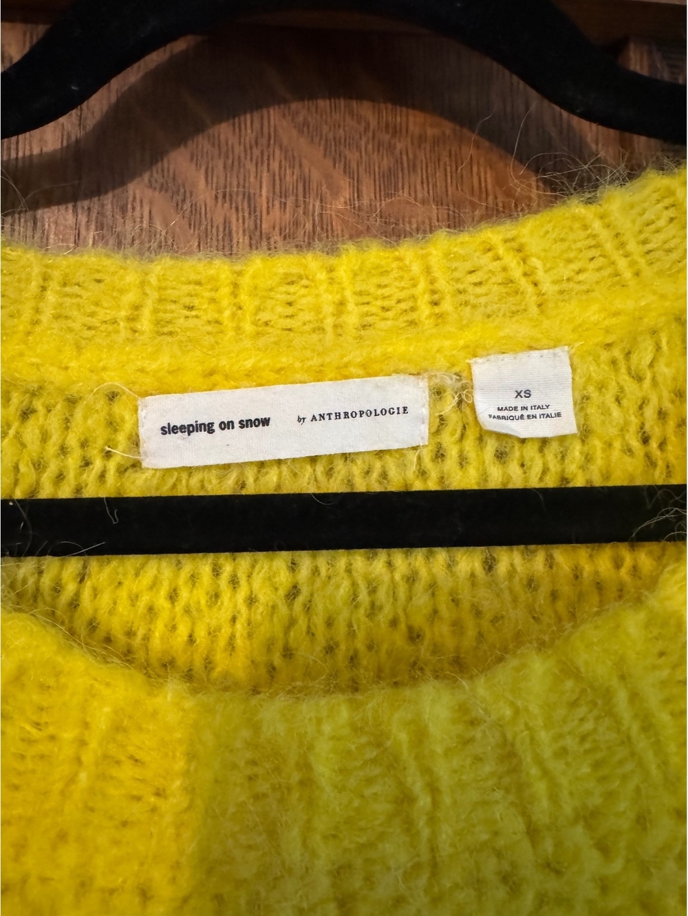 Anthropologie Oversized Bright Yellow Alpaca Blend Pointelle Sweater / Size XS - Picture 6 of 7